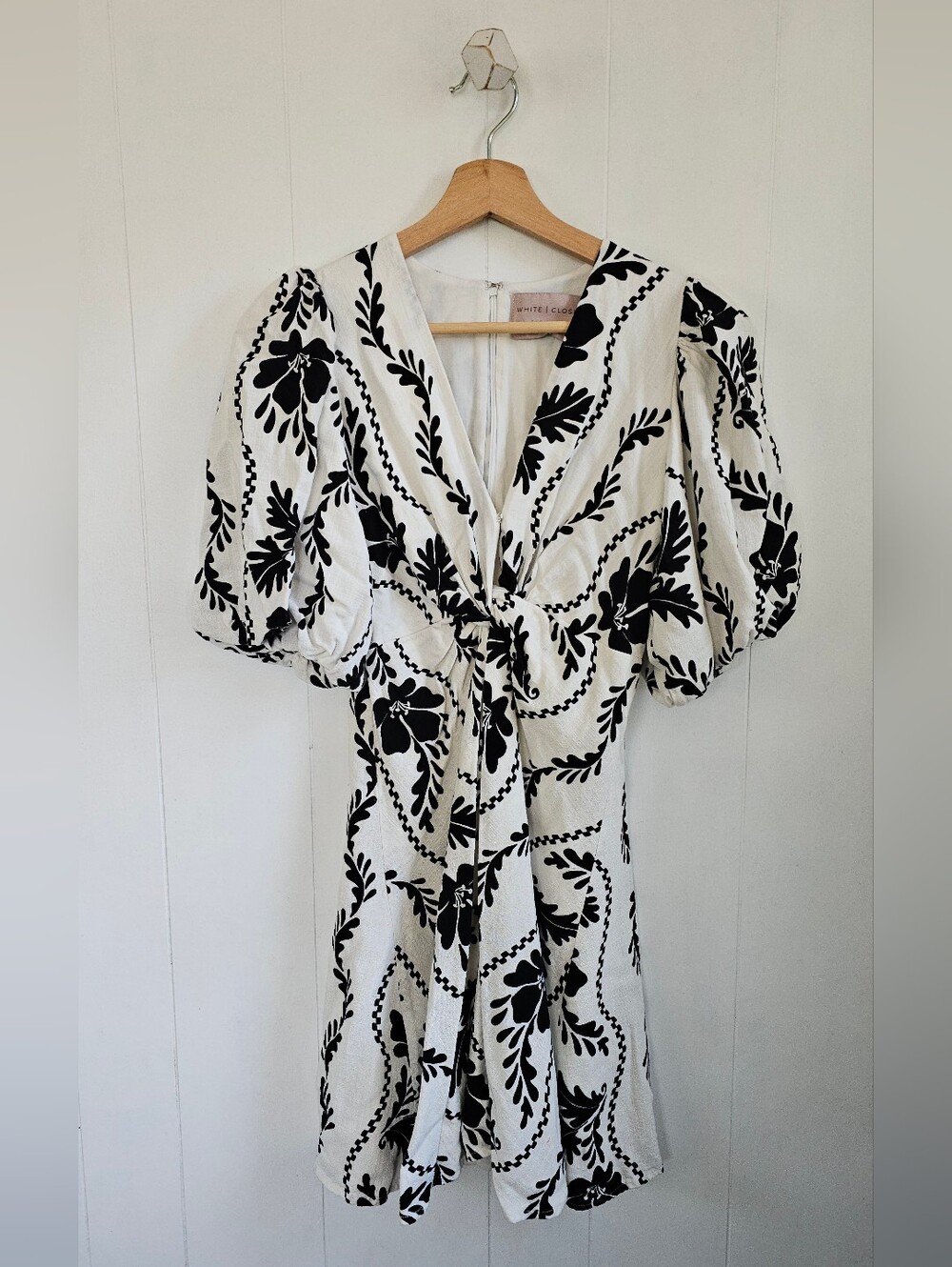WHITE CLOSET Elements Tie-Waist Linen Dress